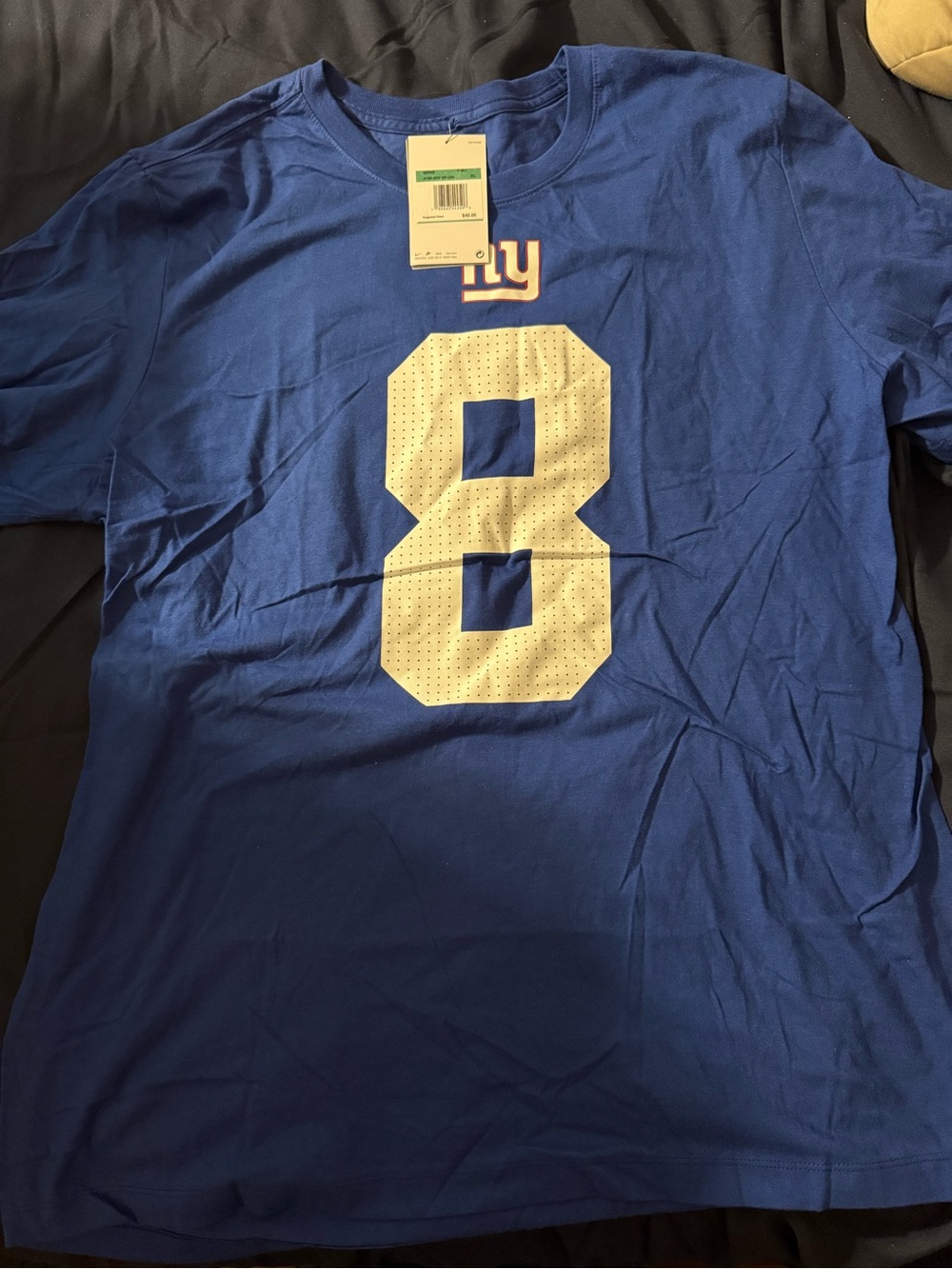 Men's Nike NFL New York Giants Daniel Jones Blue Jersey Athletic T-Shirt size XL